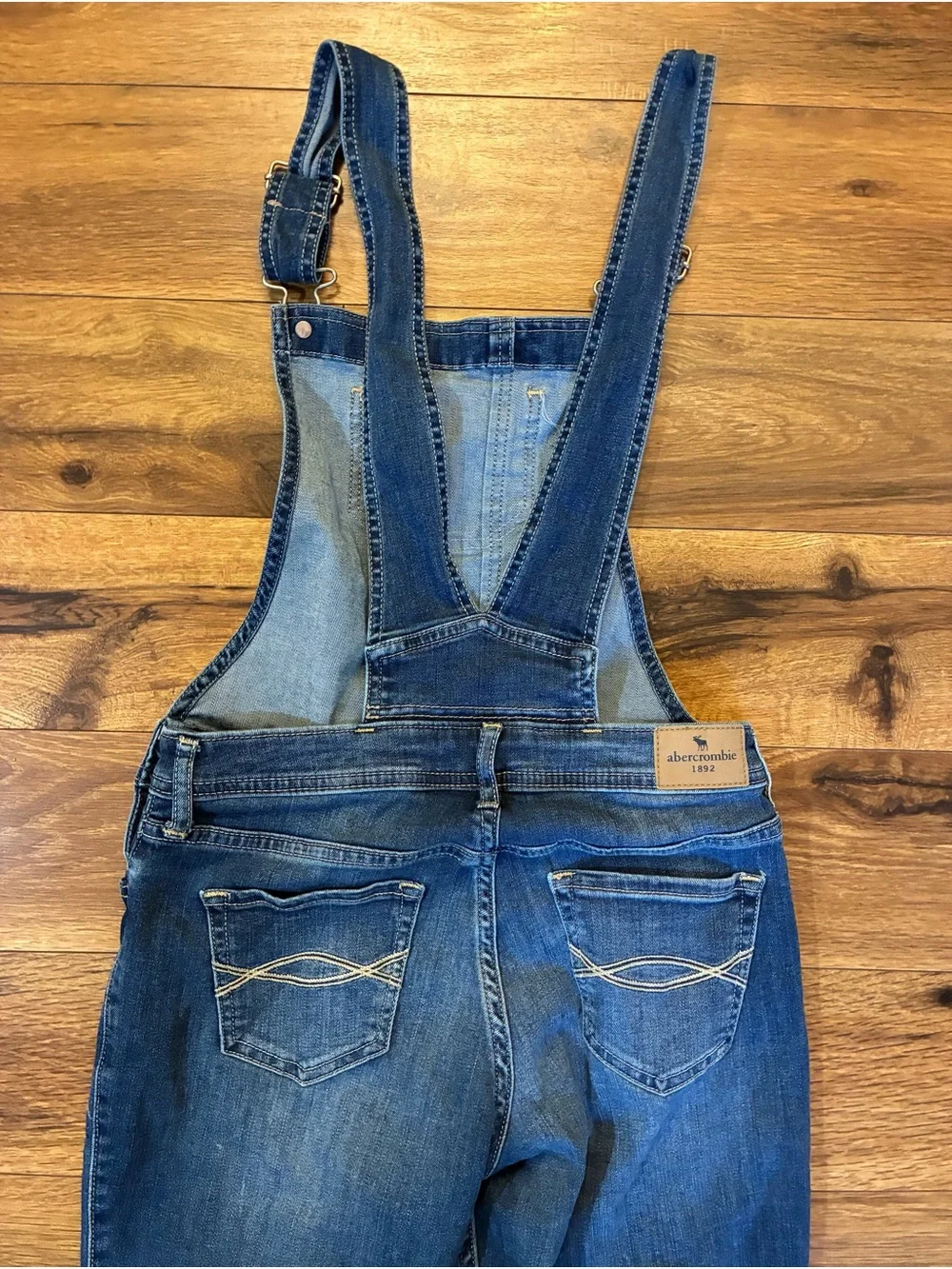 Abercrombie Kids Girls 11-12 Blue Denim Overall One-Piece Adjustable Distressed